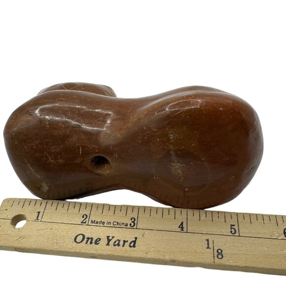 Vintage Mexican Folk Art Brown Clay Pottery Etched Tonala Cat Figurine - Picture 10 of 10